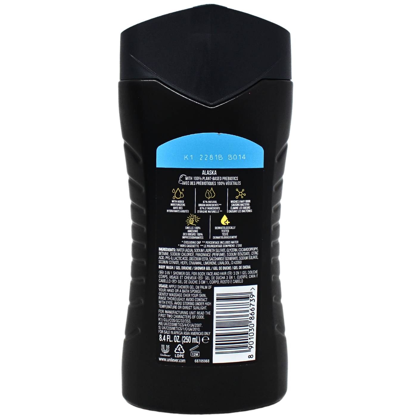 3 in 1 - Axe Alaska Body Wash- 12H Refreshing Fragrance - 250 ml.